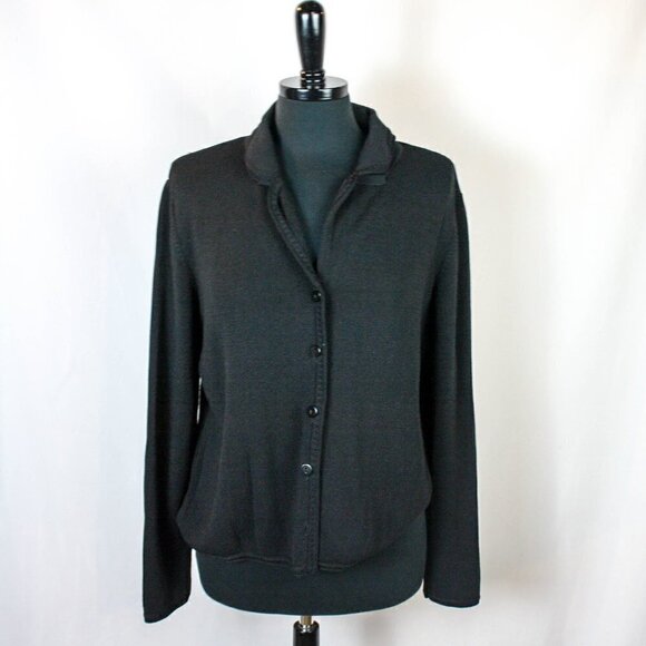 Kate Hill Black Collared Cardigan Sweater … - Picture 1 of 5